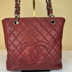 CHANEL CC Caviar‎ Petite Shopping Tote PST Silver Hardware